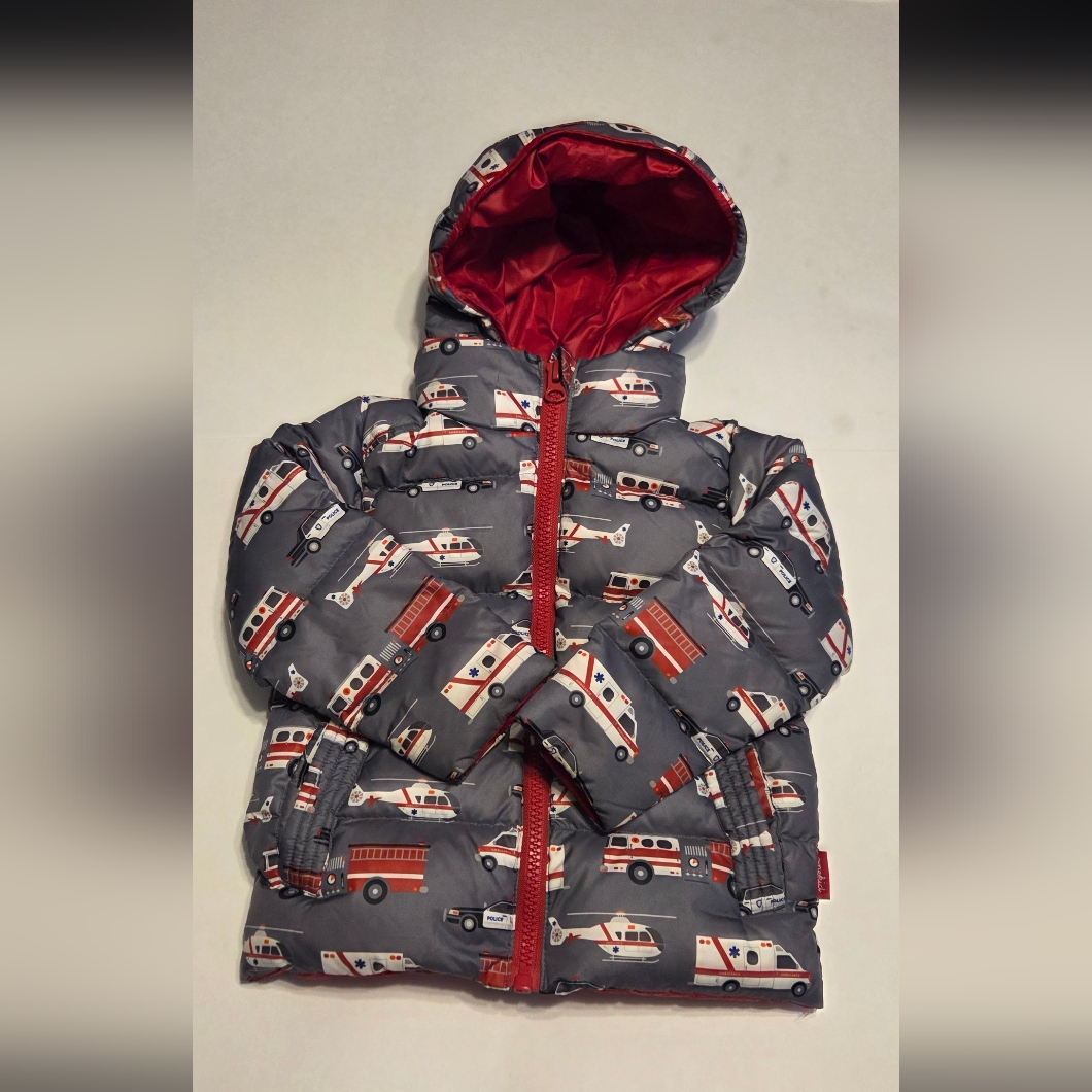 Onekid The Road Coat Red & Gray Winter Car Seat Coat - Boys / Toddler 4t Euc